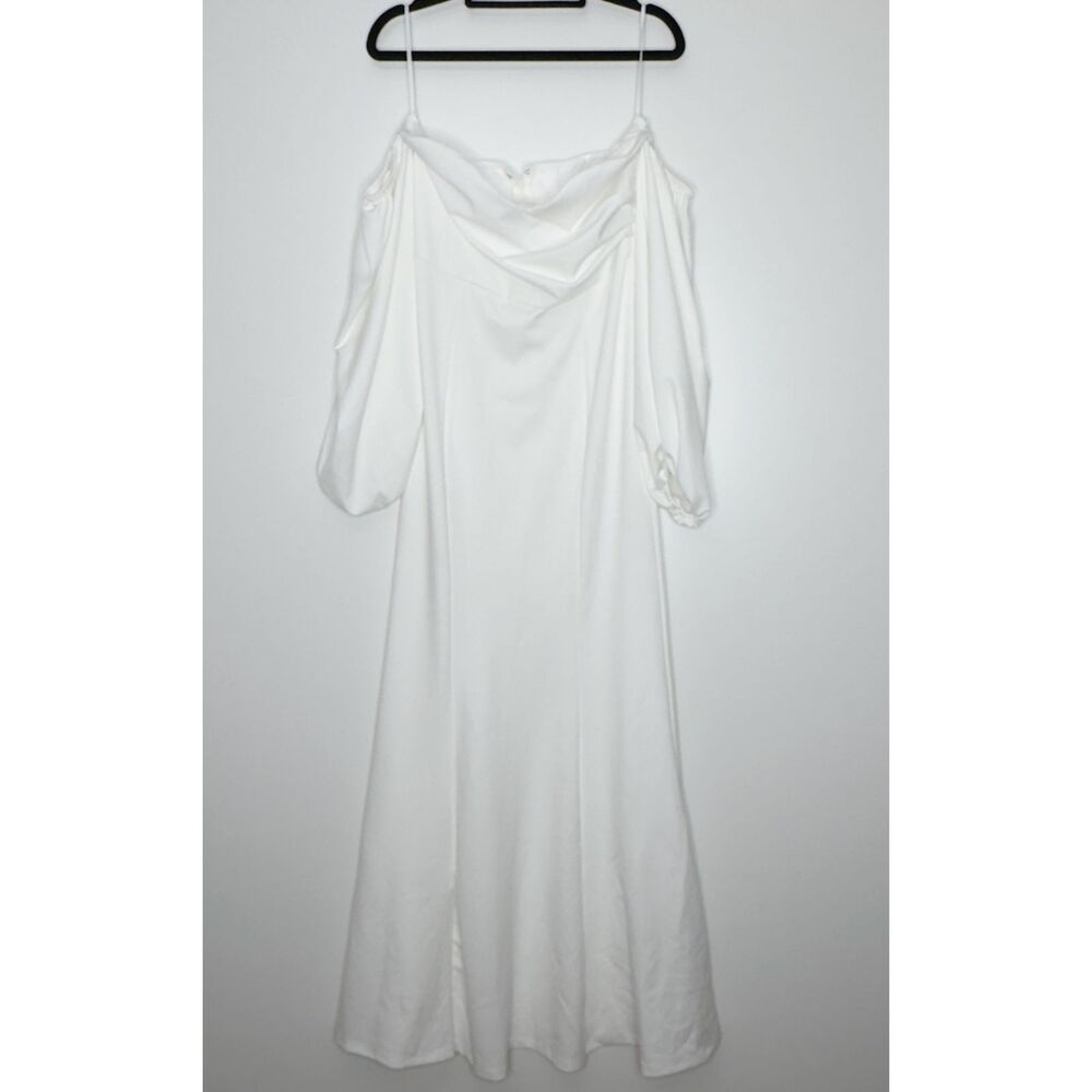 SHEIN Off Shoulder Ruched Lantern Sleeve Mermaid Wedding Dress Womens Size Large